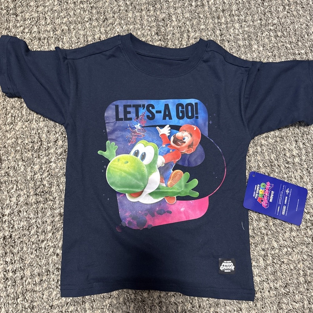 Mario Kids Pull Over Navy Blue TShirt Size 4/5 New